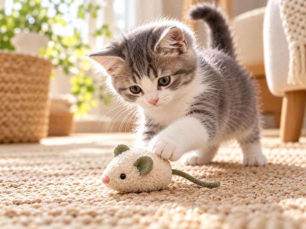 Cat Plush & Mice